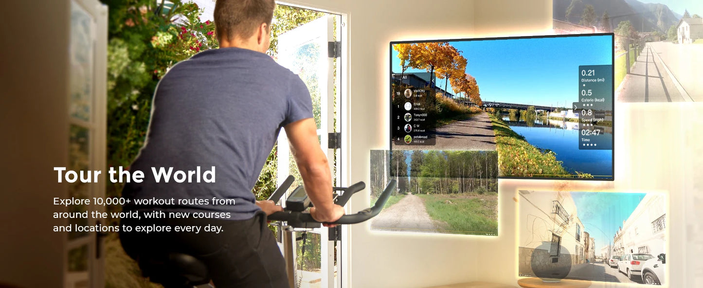 Indoor Cycling Resistance Exercise Bike/Optional Dumbbell Holder & Connected Fitness