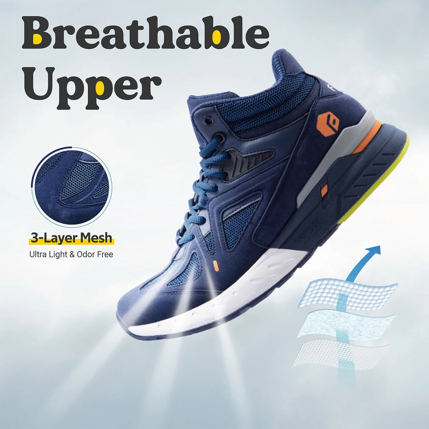 FitVille Men's High-Top Basketball Shoes Widened Lightweight Casual Sneakers/Breathable For Male Swollen Feet Relieve Pain