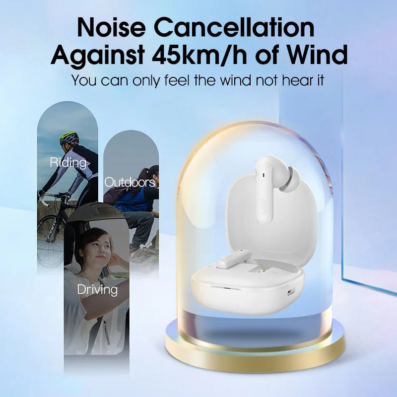 QCY HT05 ANC Wireless Earphones 40dB Active Noise Cancelling Bluetooth/5.2 Headphones 6 Mic ENC HD Call Headset TWS Earbuds
