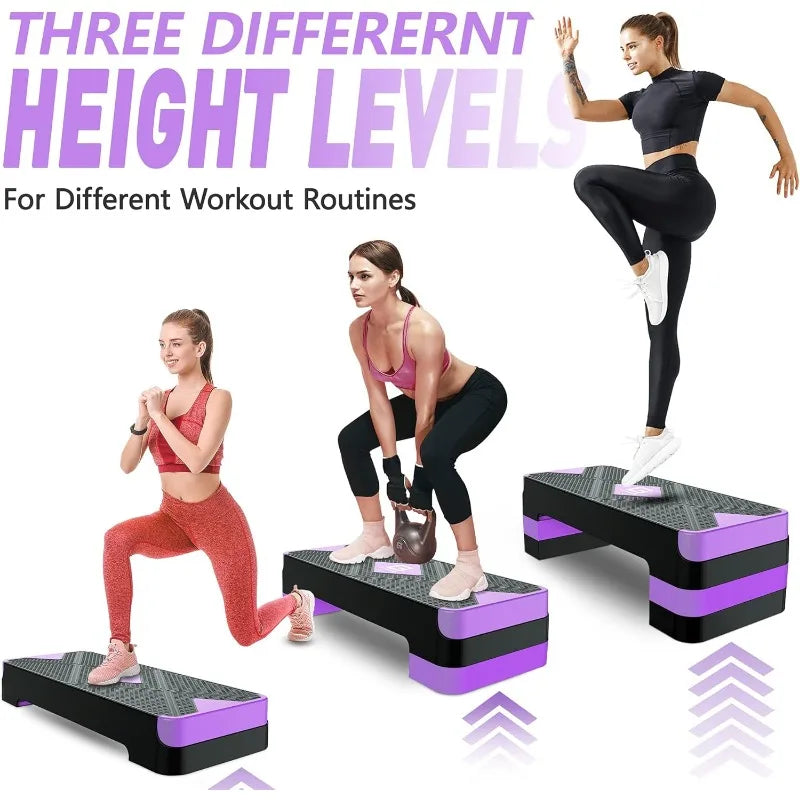 26.5" Step Deck with 4” 6” 8” Adjustable Height Risers/Women Home Gym Cardio Fitness Exercise Equipment
