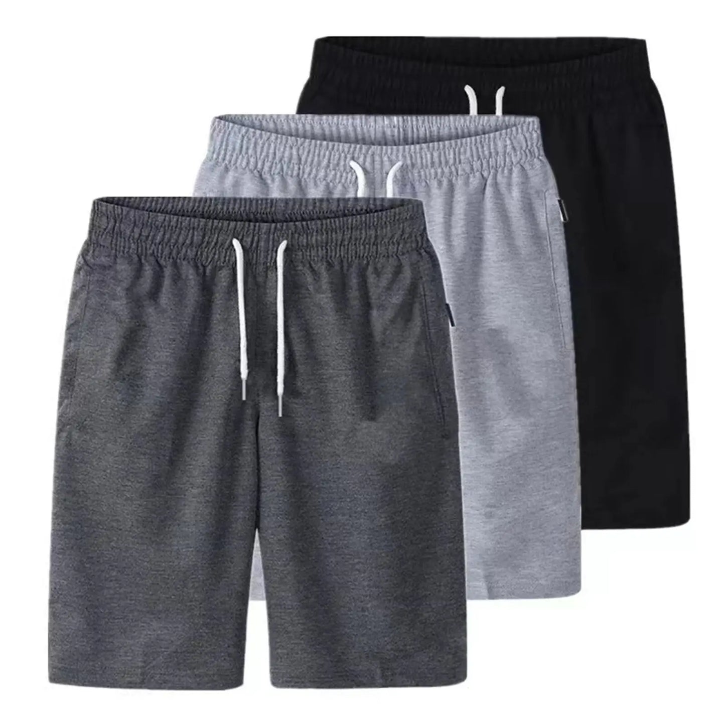 Mens Sports Pocket Solid Drawstring Board Trunk Shorts Summer/Thin Trousers Zippered Pocket Loose Sweatpants