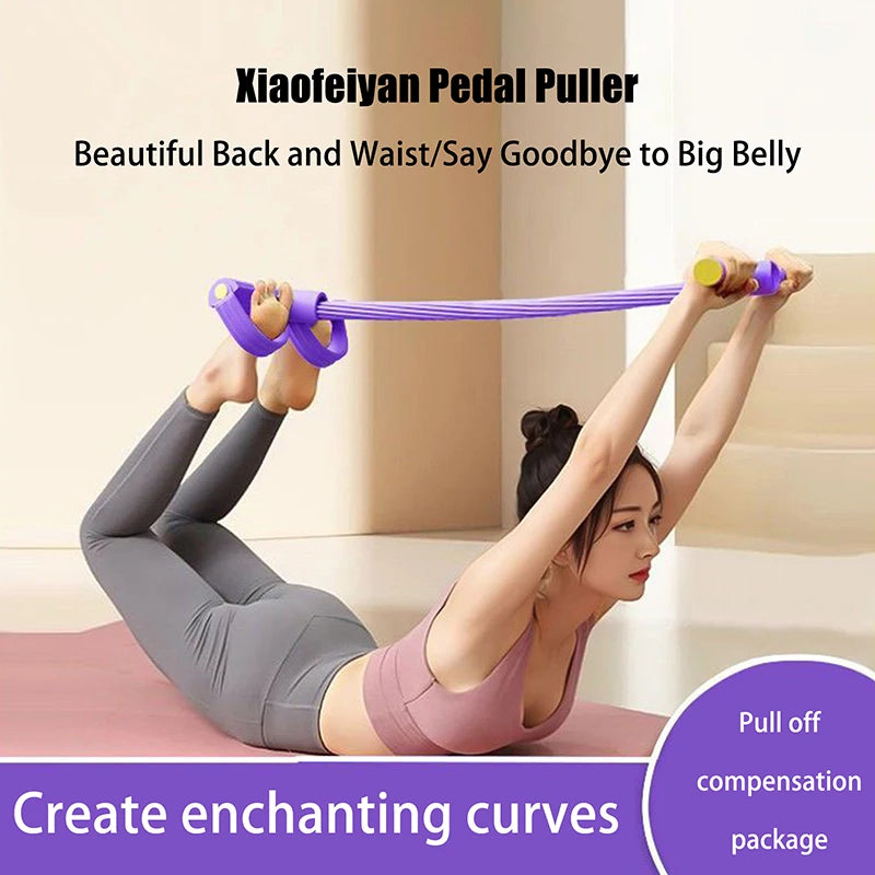 10-Tube Yoga Pedal Puller Woman Resistance Bands Abdomen/Waist Arm Training Elastic Pull Rope Fitness Equipment