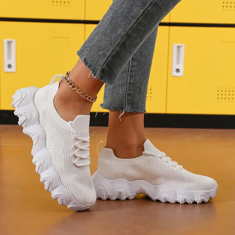 Women' Cute Lace Up Mesh Shoes Versatile Fashionable Design Sneakers/Lightweight Breathable Comfort Outdoors Walking Train Shoes