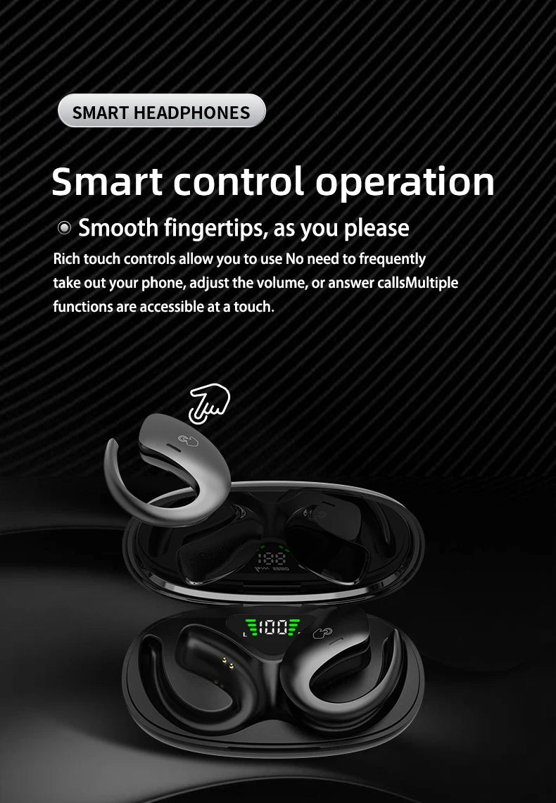 Open Ear Bluetooth Headphones 30 Hours Playtime/True Wireless Earbuds with Ear Hook Air Conduction Clear Calls Waterproof