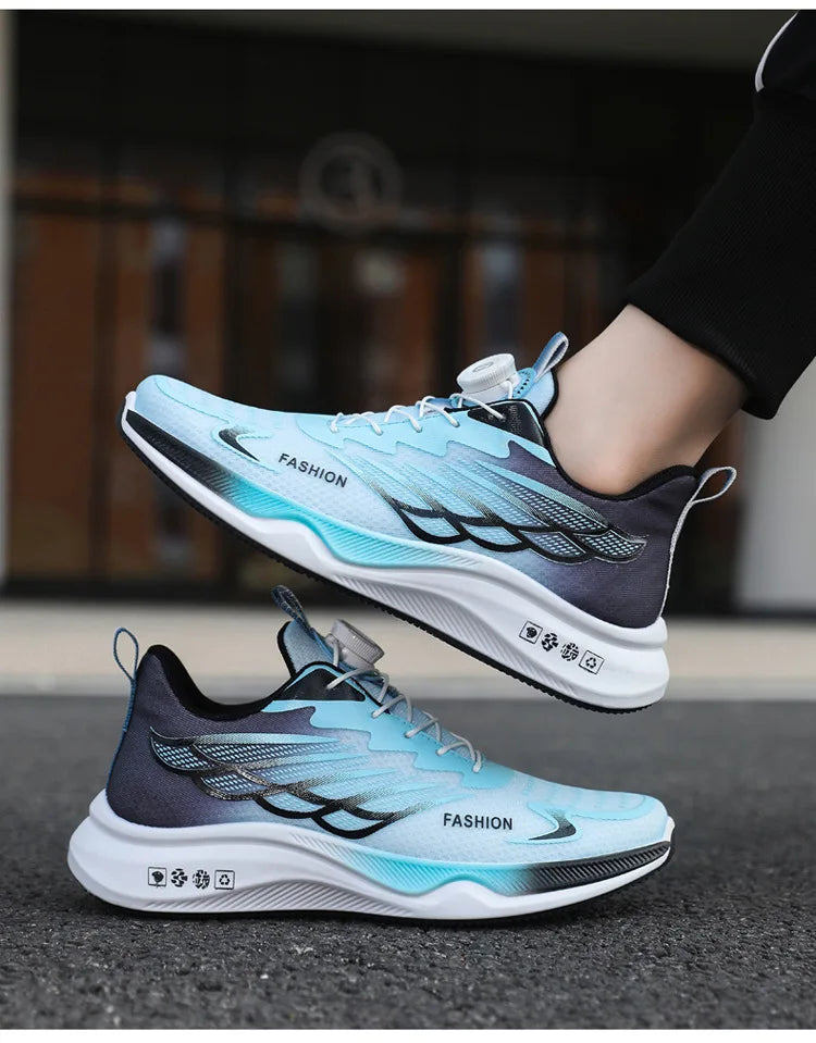 Oulylan Men's Running Sports Shoes Casual Fashion Popular Mesh/Rotating Buttons Breathable Hollow Sneakers Men