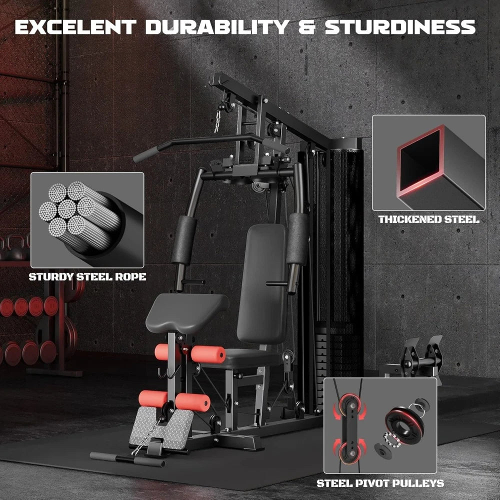 Home Gym Multifunctional H10 Home Gym Equipment Workout Station/with 146LBS Weight Stack Exercise Equipment with Pulley System