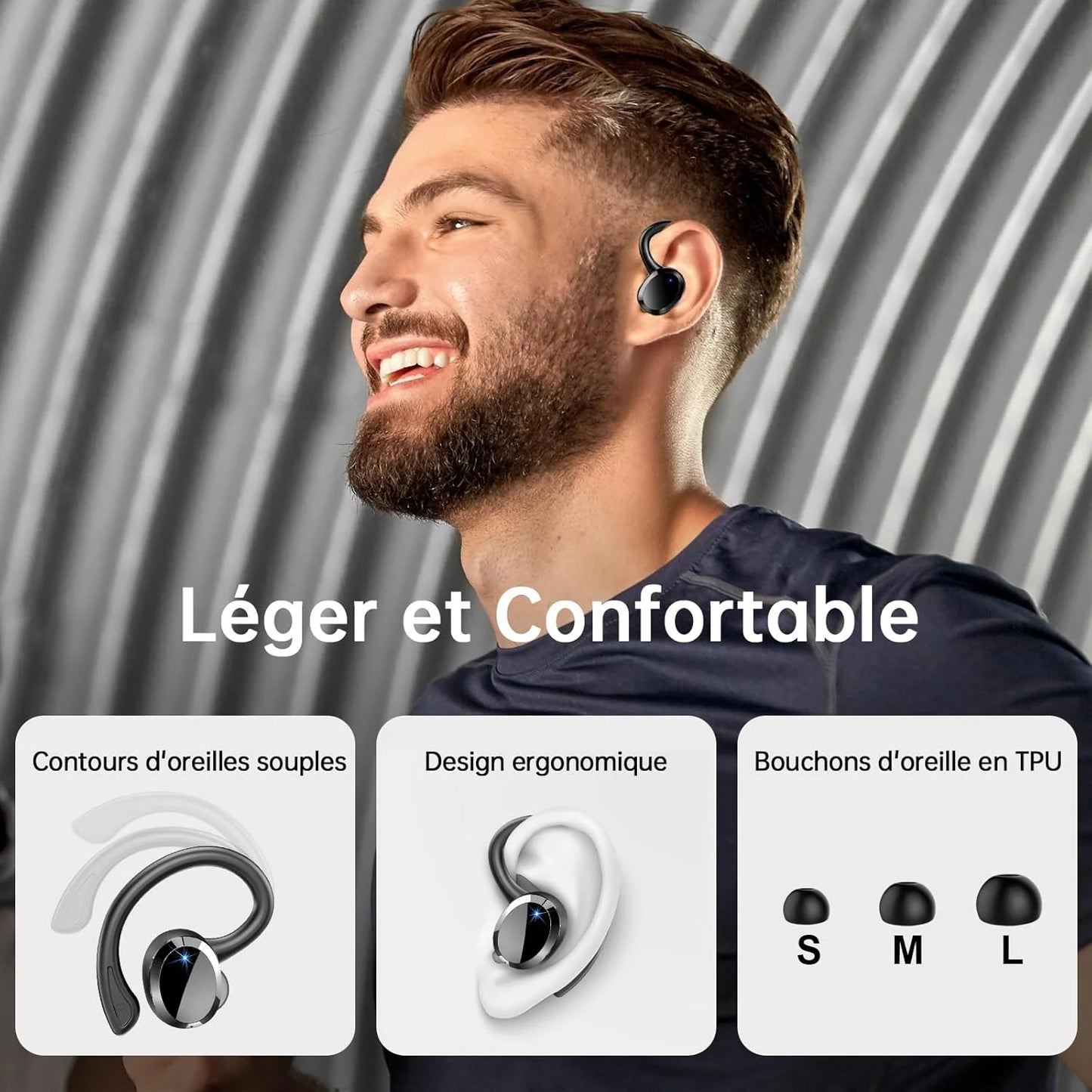 Wireless Earbuds, Bluetooth 5.3 On-Ear Headset Noise Cancelling Mic/48H Playtime Sports Headphones for Workout/Running.