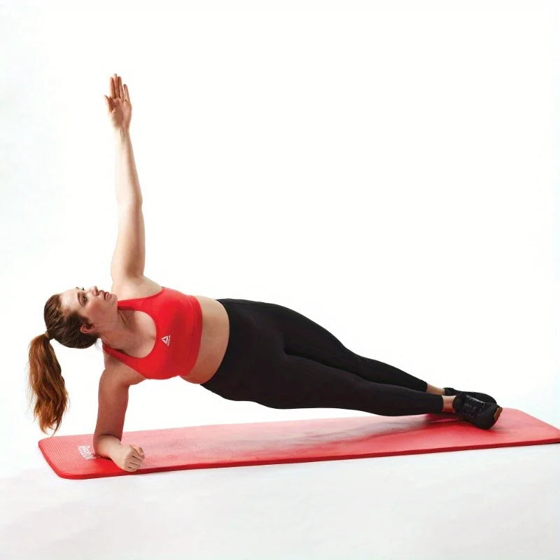 Fitness Yoga Mat, Red, Multi-Use, 72" x 24"/Helps maintain comfort during floor exercises with straps