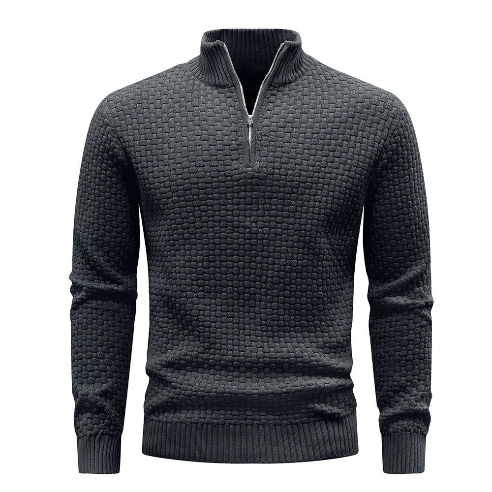 Men's Sweater Spring Outer Wear Quarter Zip Sweaters Polo Zip Pullover/Cable Knit Mock Neck Turtleneck Top US Size