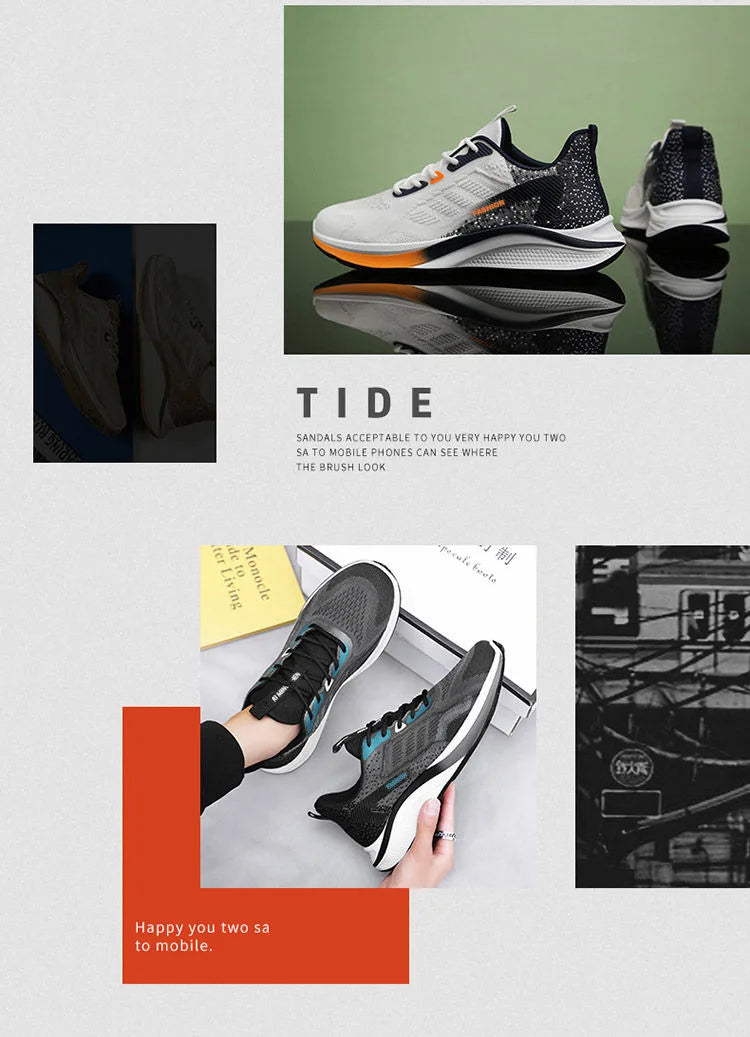 Men's Casual Shoes Men's Fashionable All-Matching Sneakers/Men's Shoes Flying Woven Breathable Mesh Cloth Shoes