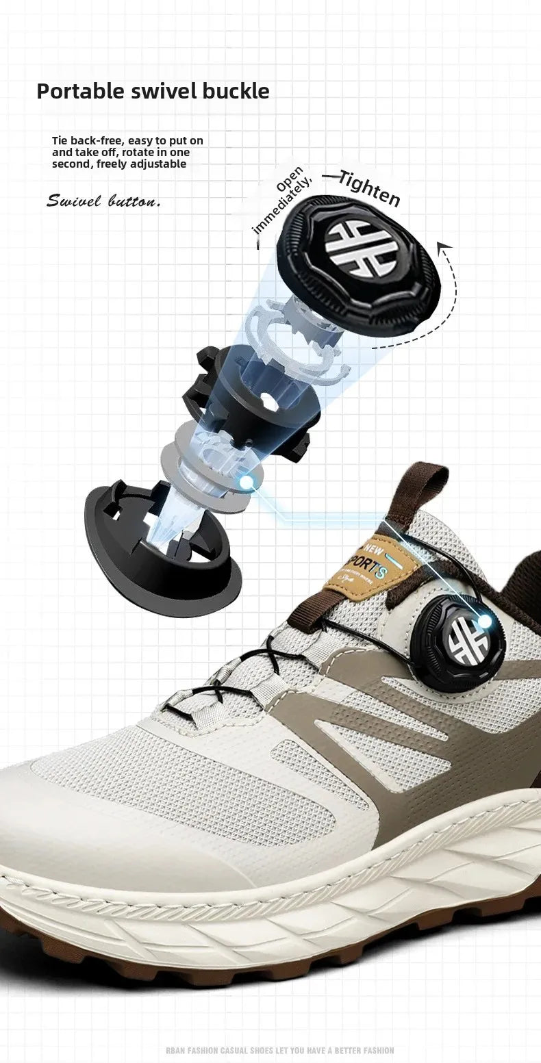 Spring Summer Thin Automatic Buckle Trail Running Shoes Casual/Function Hiking Breathable Outdoor Sports Trendy Footwear