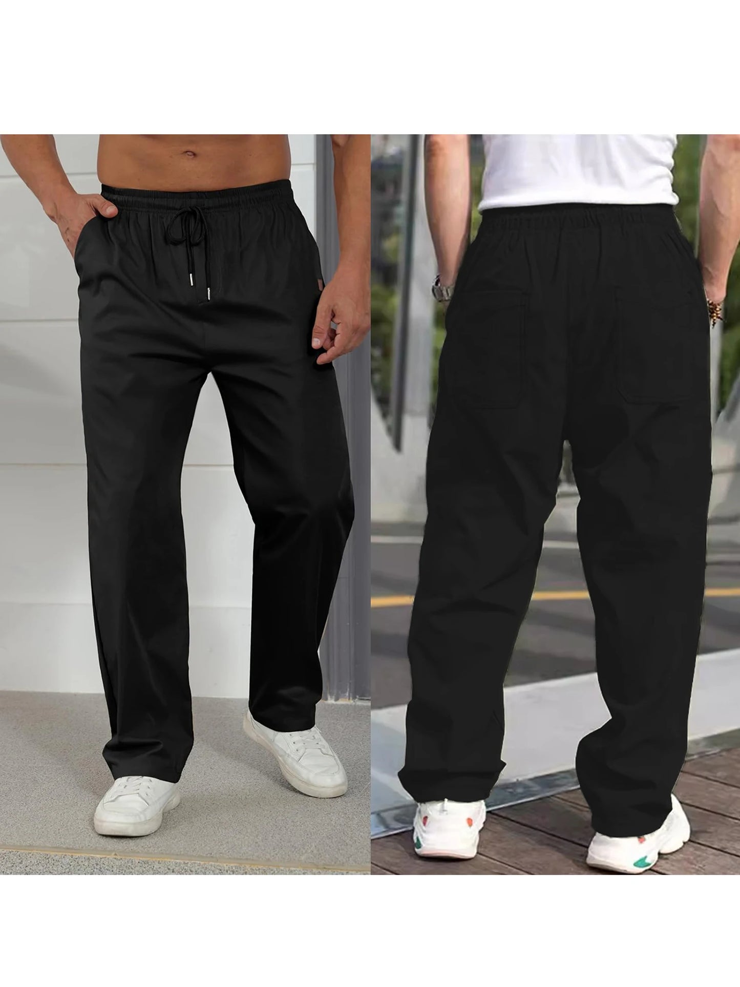 Men s Relaxed Fit Cargo Pants with Adjustable Drawstring Waistband/and Multiple Pockets for Everyday Wear