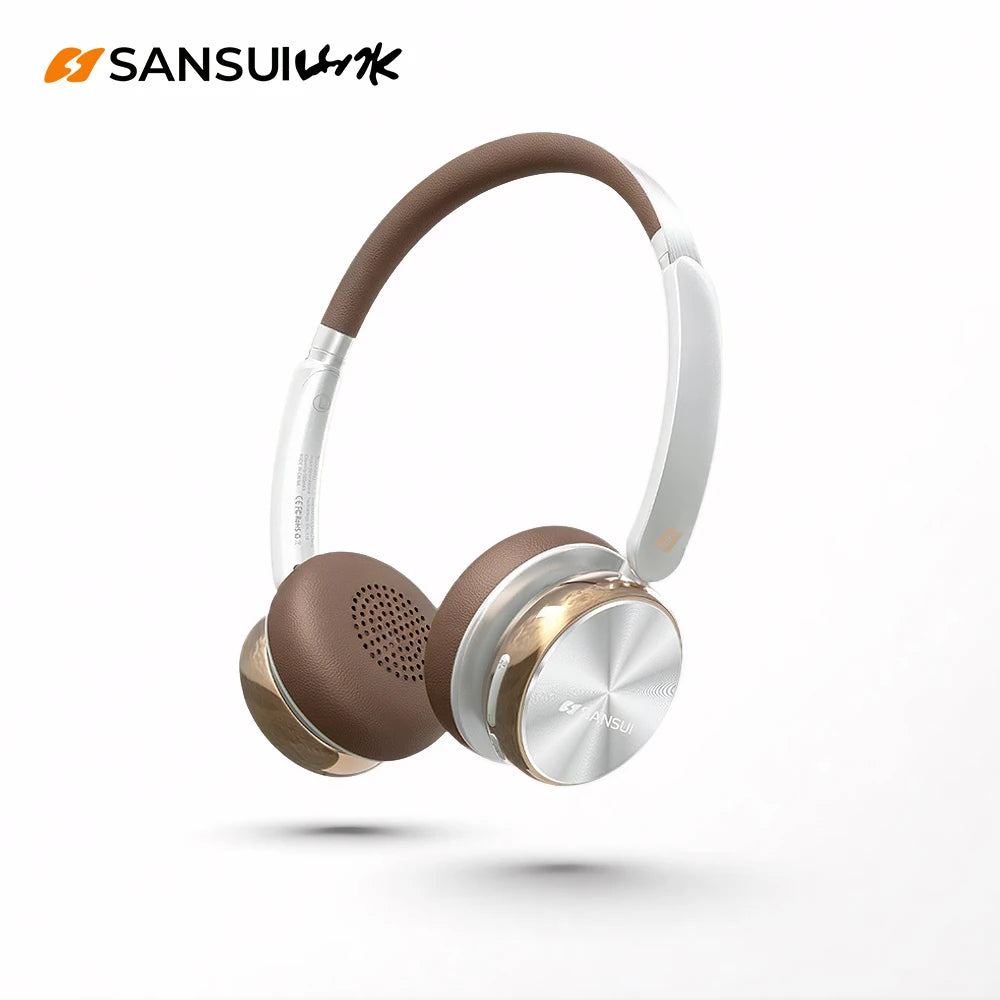 Sansui DT11 ANC Wireless Bluetooth 5.4 Headphone -45dB/Active Noise Reduction Headsets 50H Playtime Over Ear Retro Earphones