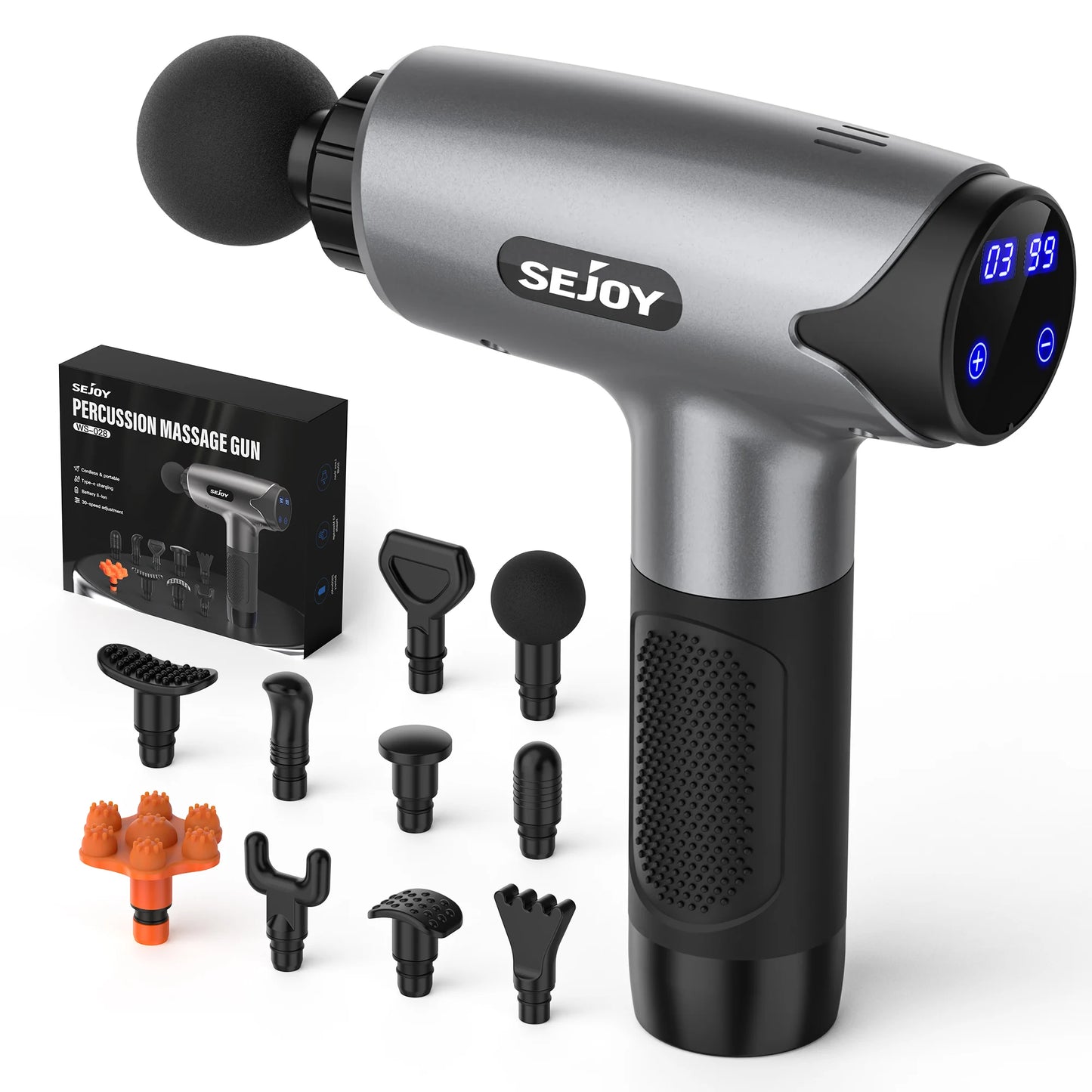 Electric Fascia Gun Muscle Massage Gun with 10 Massage Heads 30 Speeds/Percussion Tissue Back Massager For Body Back Neck Leg