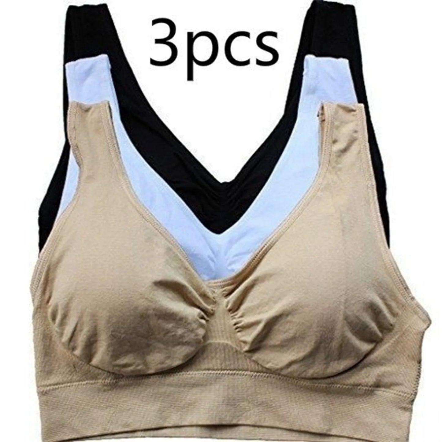 3pc Sexy Seamless Bra women Crop Top Vest Breathable Sleep Bra/Fitness Yoga Sport Underwear ladies Backless Wireless Push Up Bra