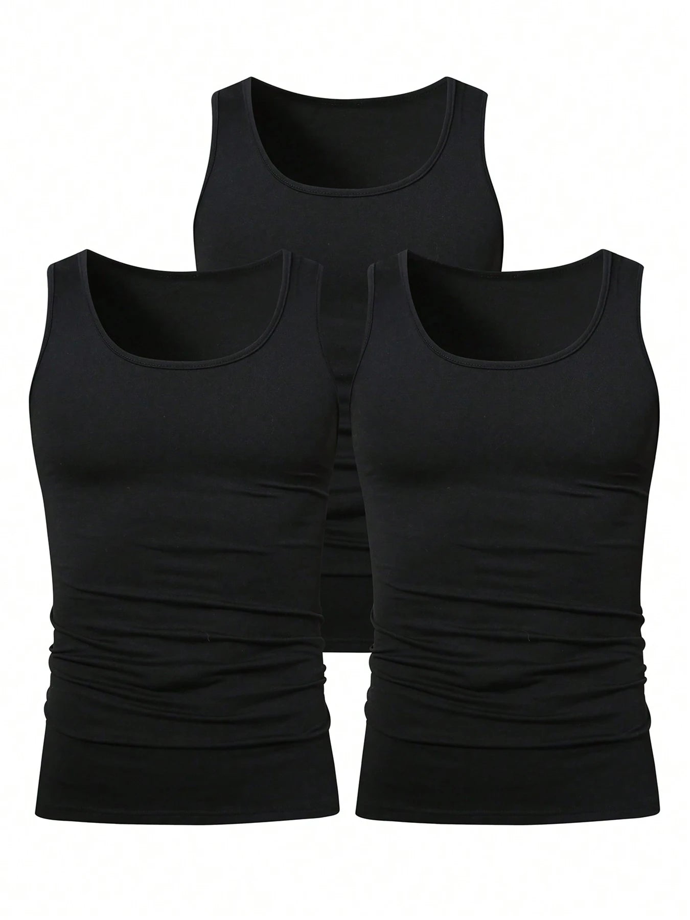 3pcs Summer Men's Sleeveless Tank Top Solid Vest Undershirts O-neck/Gym Tees Trendy Versatile Slim Fit Men Casual Vest Tops