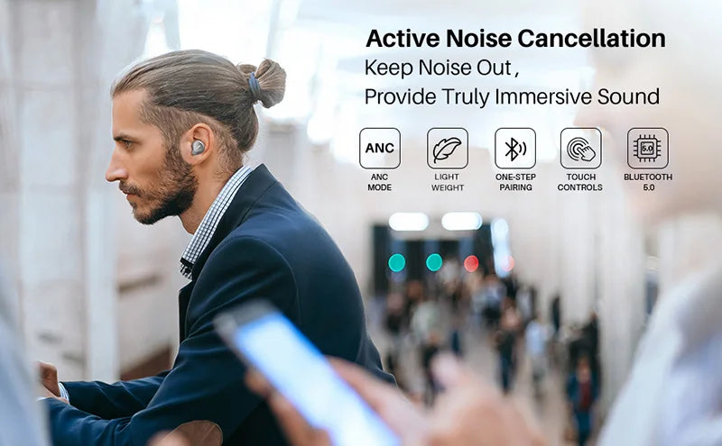 Refurbished TOZO NC7 TWS Earbuds In Ear Wireless Bluetooth Headphones/HD Call with Mic Active Noise Cancelling APP Touch Control