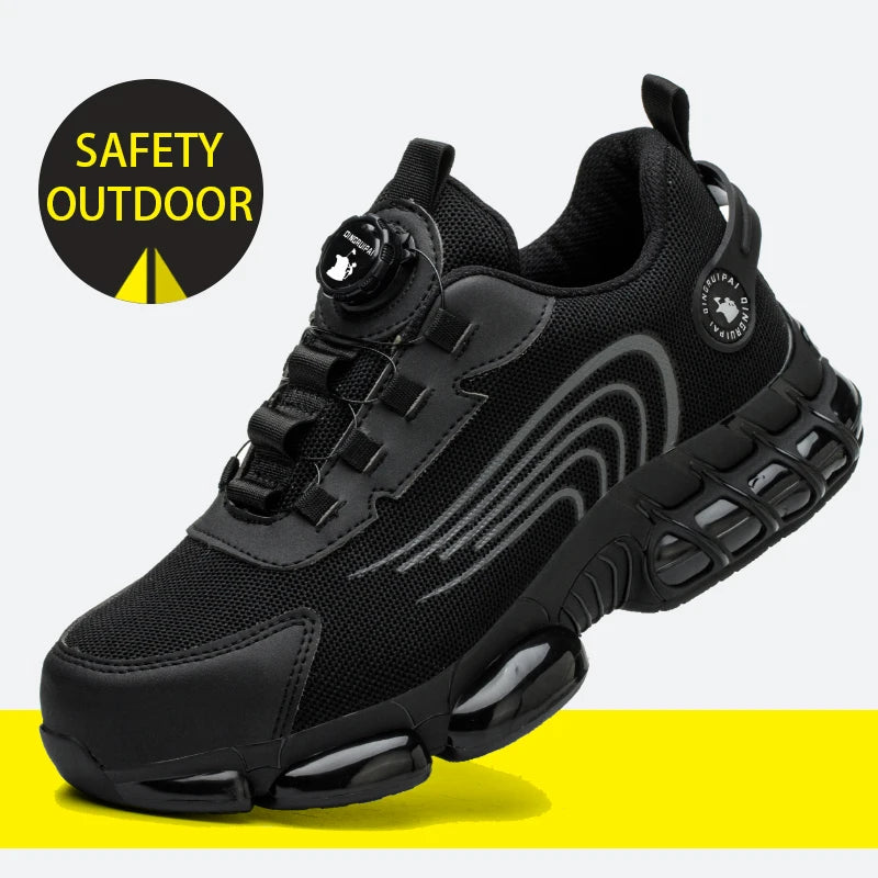 Steel toe cap, non-lacing, anti-impact/and anti-puncture casual work shoes