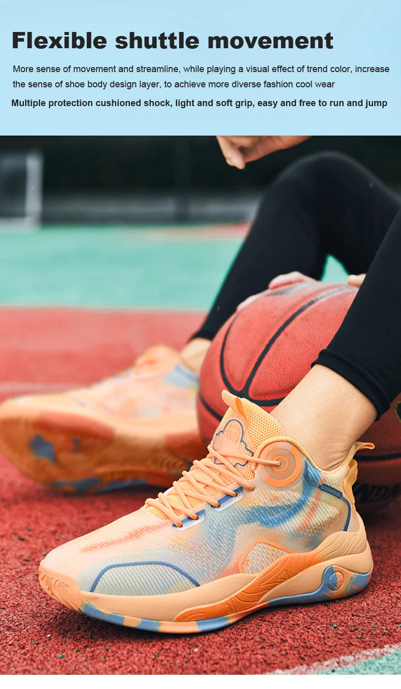 Men's Basketball Shoes Mid Basketball Sneakers/Non-Slip Outdoor Cushioning Workout Shoes