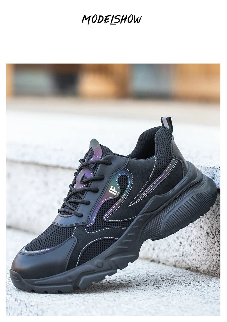Men's Safety Shoes Working Protective Shoes Steel Toe Anti Smash/Anti Piercing Work Shoes Men Knit Sports Running Sneakers