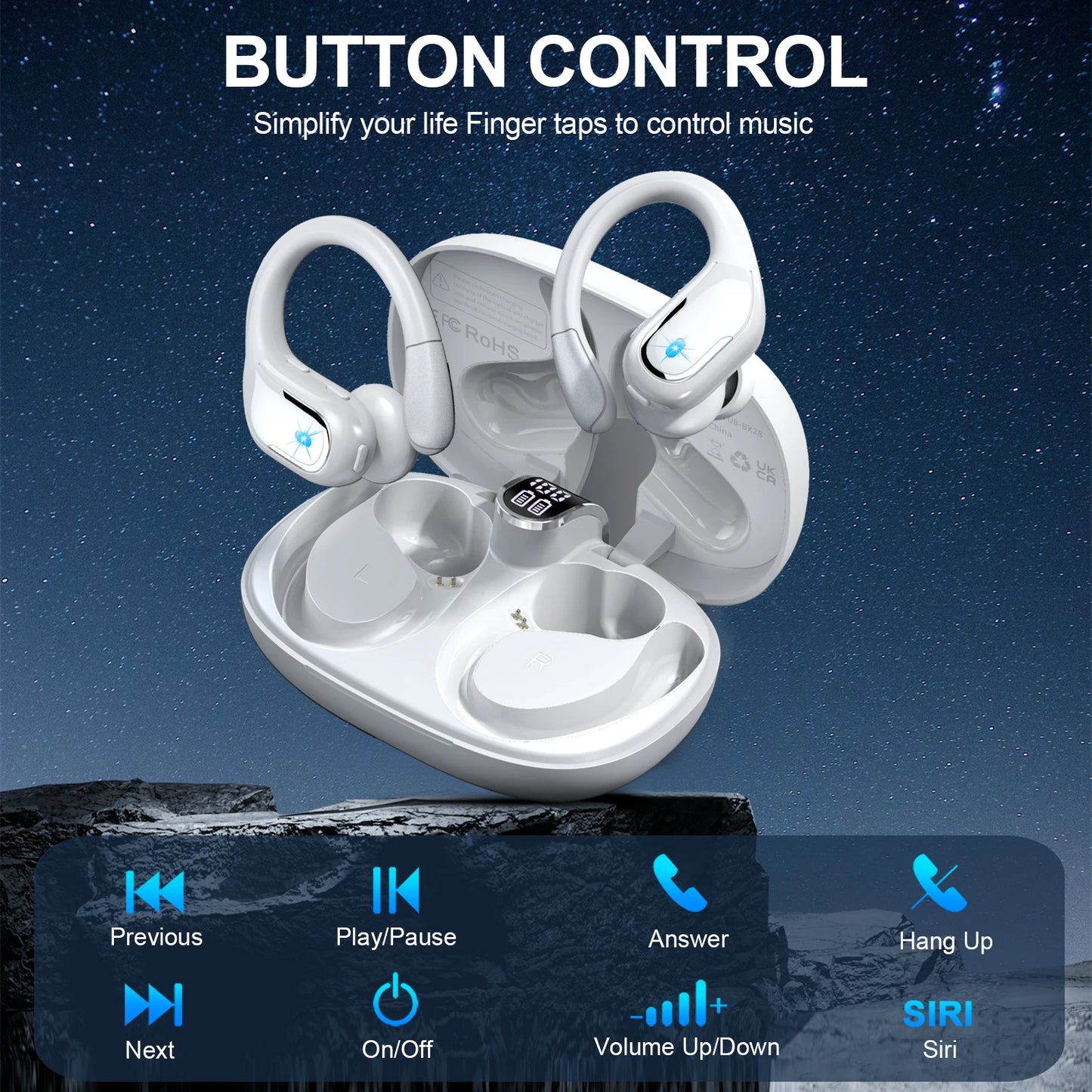 Wireless Earbuds, Bluetooth 5.3 Headphones Sport Bluetooth Earbuds/with ENC Noise Canceling Mic Bass Stereo Wireless Earphone