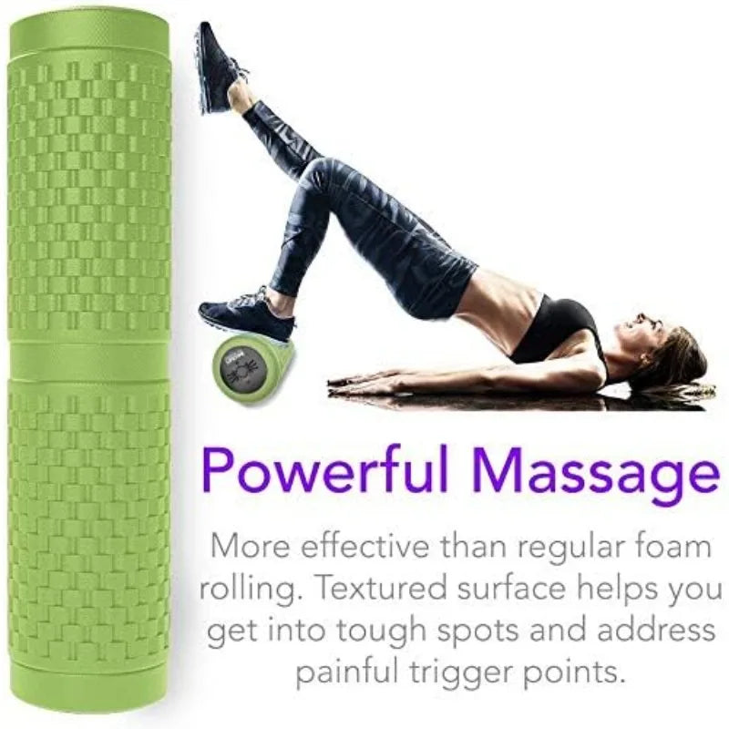 Vibrating Foam Roller, 17 Inch 4 Speed Rechargeable Electric High-Intensity Vibration/Deep Tissue Massage for Recovery Green