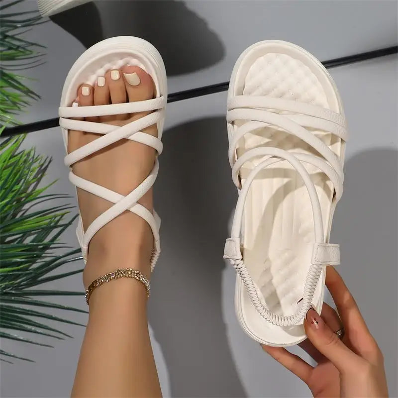 Women'S Sandals Thin Straps Thick Soles Slippers Shoes Versatile/Slimming Outdoor Comfortable Simple Trendy