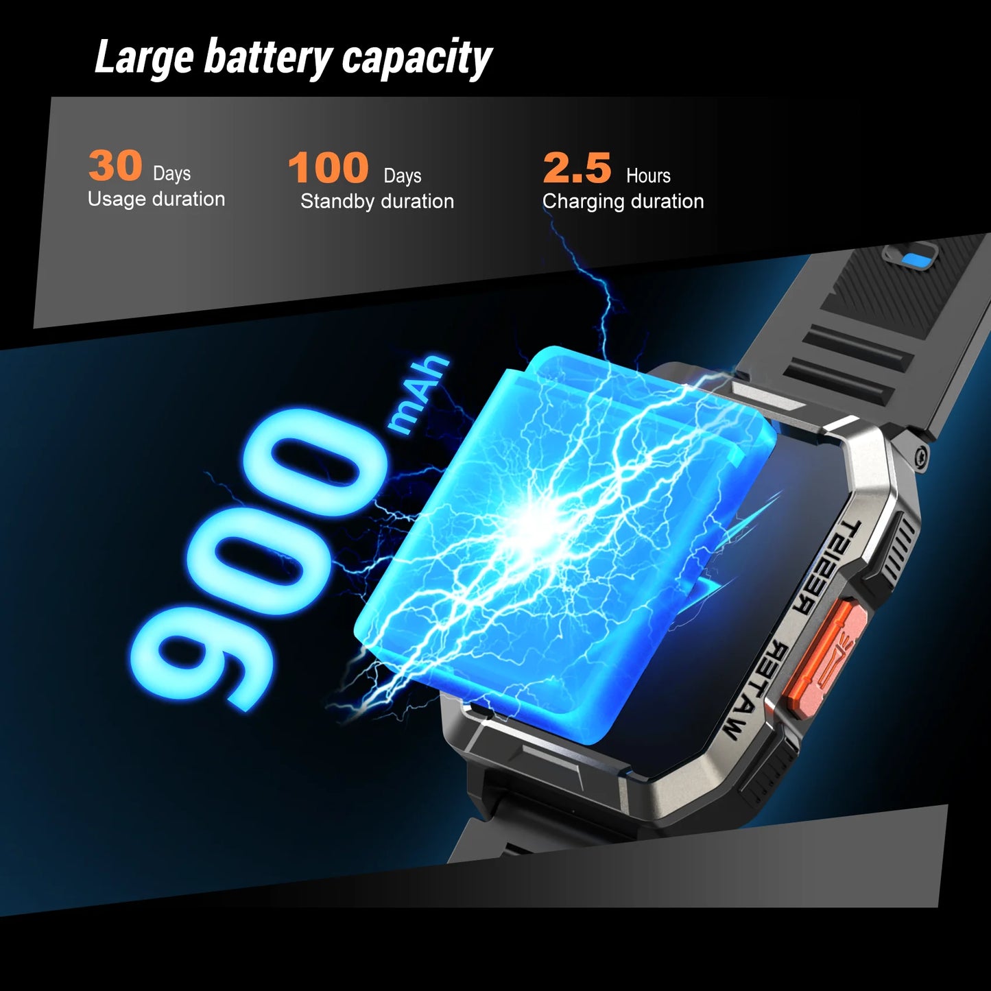 Blackview New Smart Watch 2.01'' HD Display Outdoor Men's Watches/with Emergency Lighting Bluetooth Call Waterproof Smartwatch