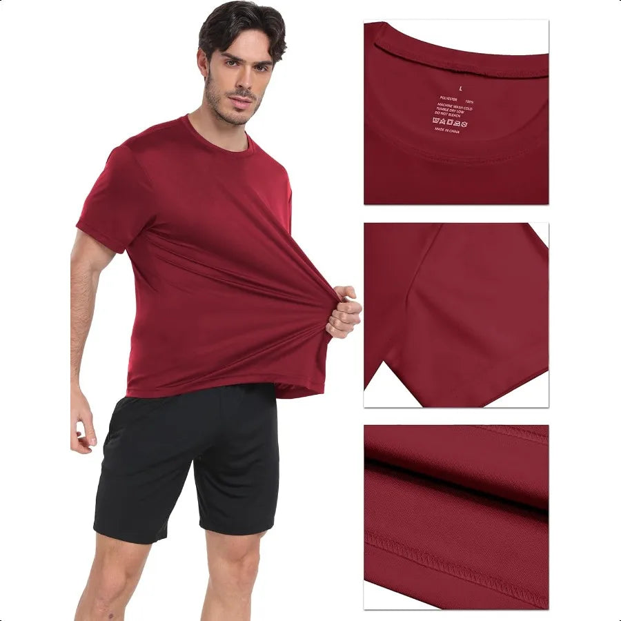 1 5 Pack Workout Shirts for Men Athletic Running Gym Quick Dry/Short Sleeve Performance Moisture Wicking T Shirt