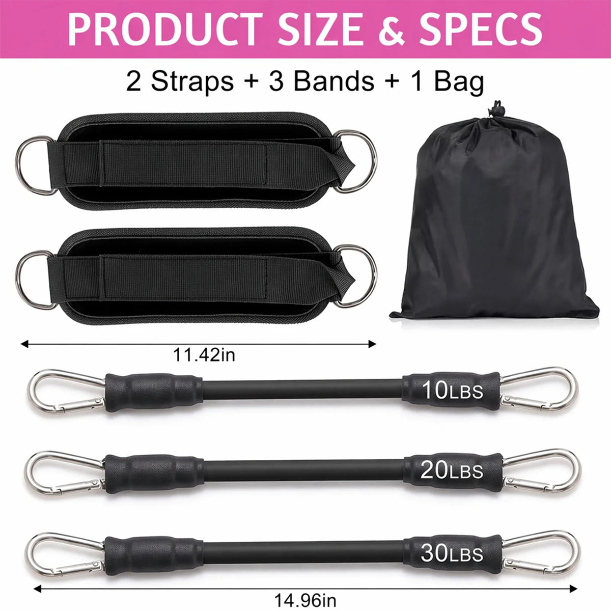 Upgrade Multifunction Pedal Resistance Band Workout Set/Elastic Pull Rope with Handles Door Anchor & Foot Loops