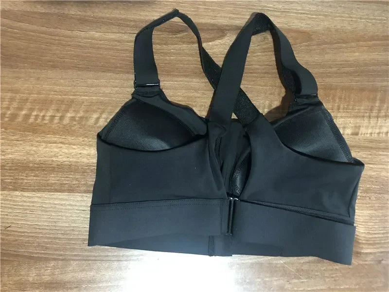 Women Sports Bras Tights Crop Top Yoga Vest Front Zipper Plus Size/Adjustable Strap Shockproof Gym Fitness Athletic Bras