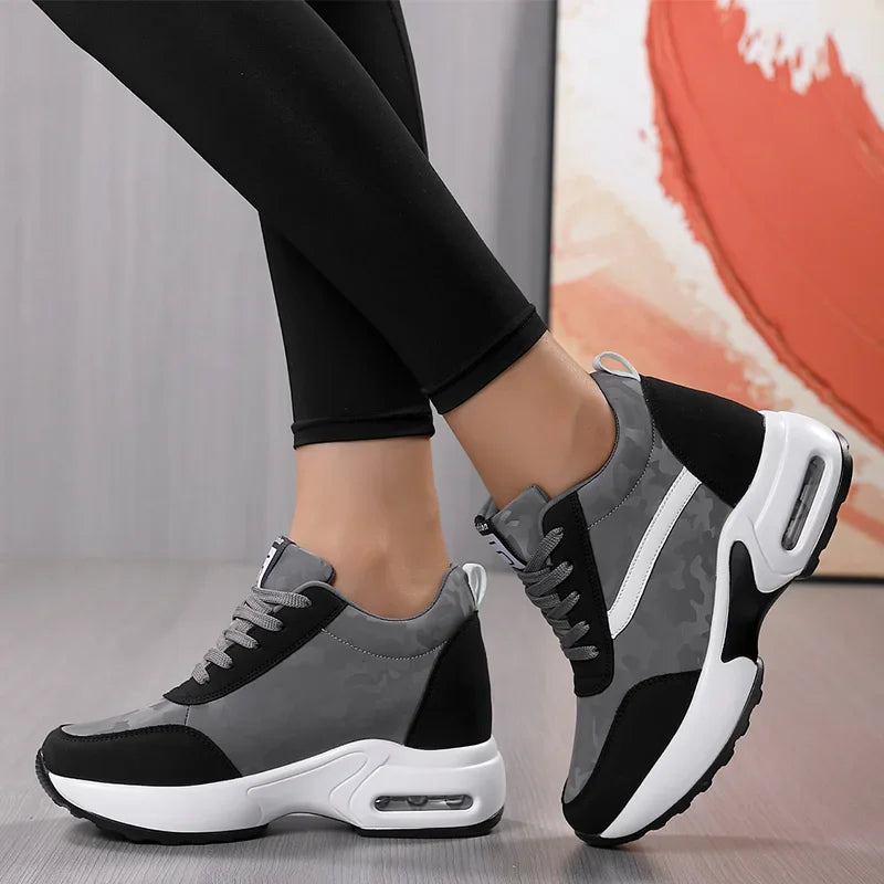 Women Air Cushion Sneaker Insole Increase Height/Brand Sport Shoes High Bottom Outdoor Daily Walking Shoes