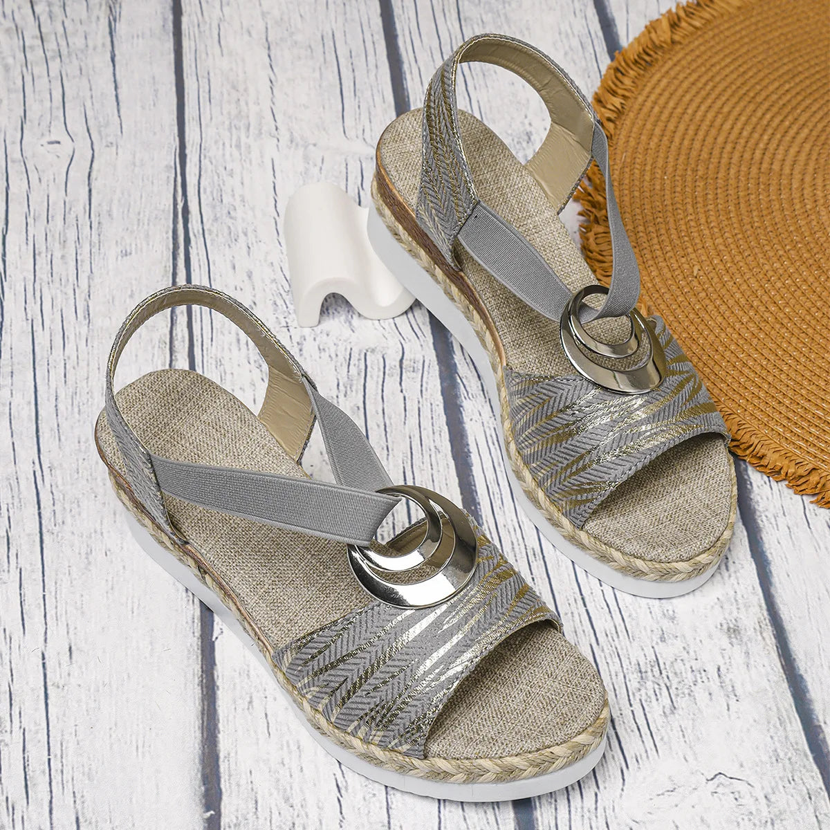 Women's Sandals Thick Sole Wedge Shoes High Heels Hemp Rope/Thick Sole Fish Mouth Leisure Outdoor Beach Casual Women's Shoe