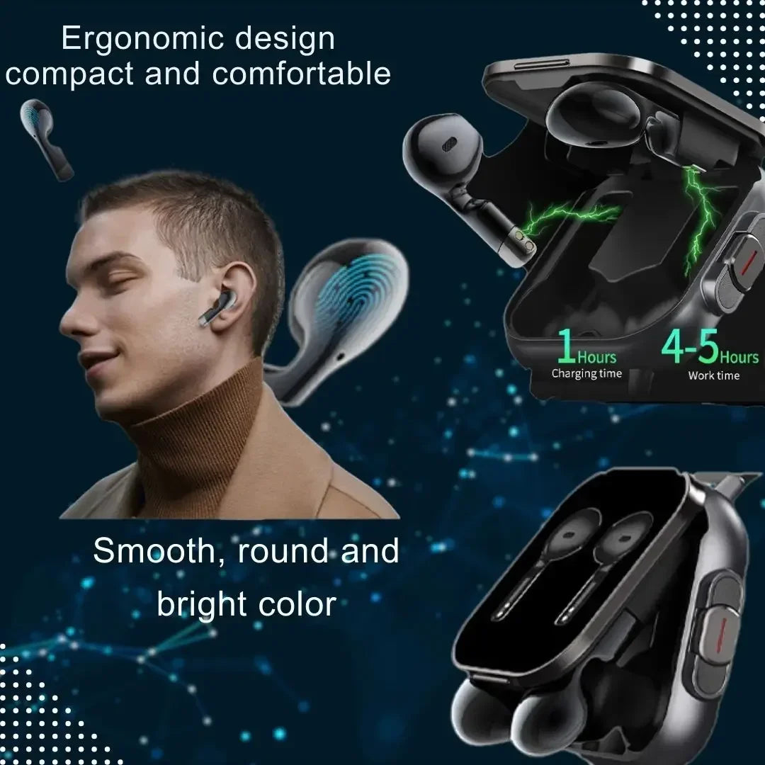 2025 D8 Smartwatch NFC Heart Rate Monitor Earbuds/Music Control Pedometer For iPhone Android