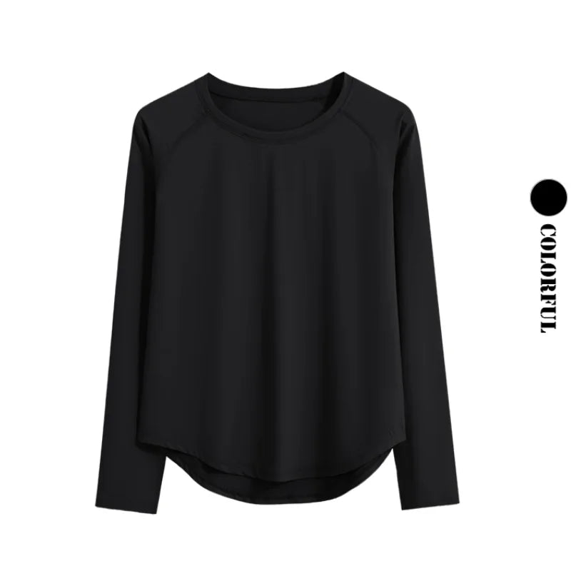 DRUR Long Sleeve Gym Top Women Breathable Quick Dry Workout Tshirt/Loose Fit Running Tee Yoga Clothing Sportswear Activewear New