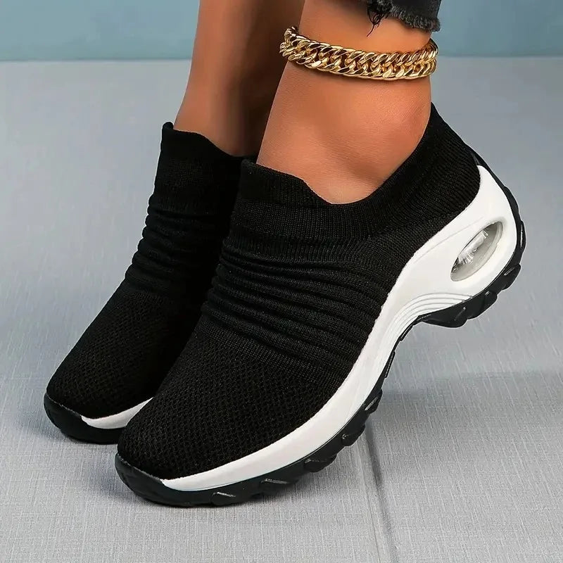 Women Running Training Sneakers Female Air Cushion/Causal Sport Shoes Slip On Walking Sock Shoes