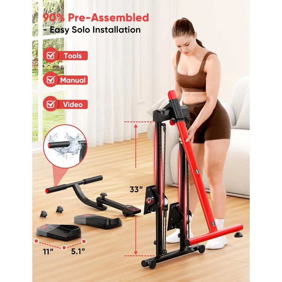 Adjustable Stair Stepper for Home Workouts with 3 Programmable Workout Modes/Folding Cardio Fitness Machine Featuring Adjustable