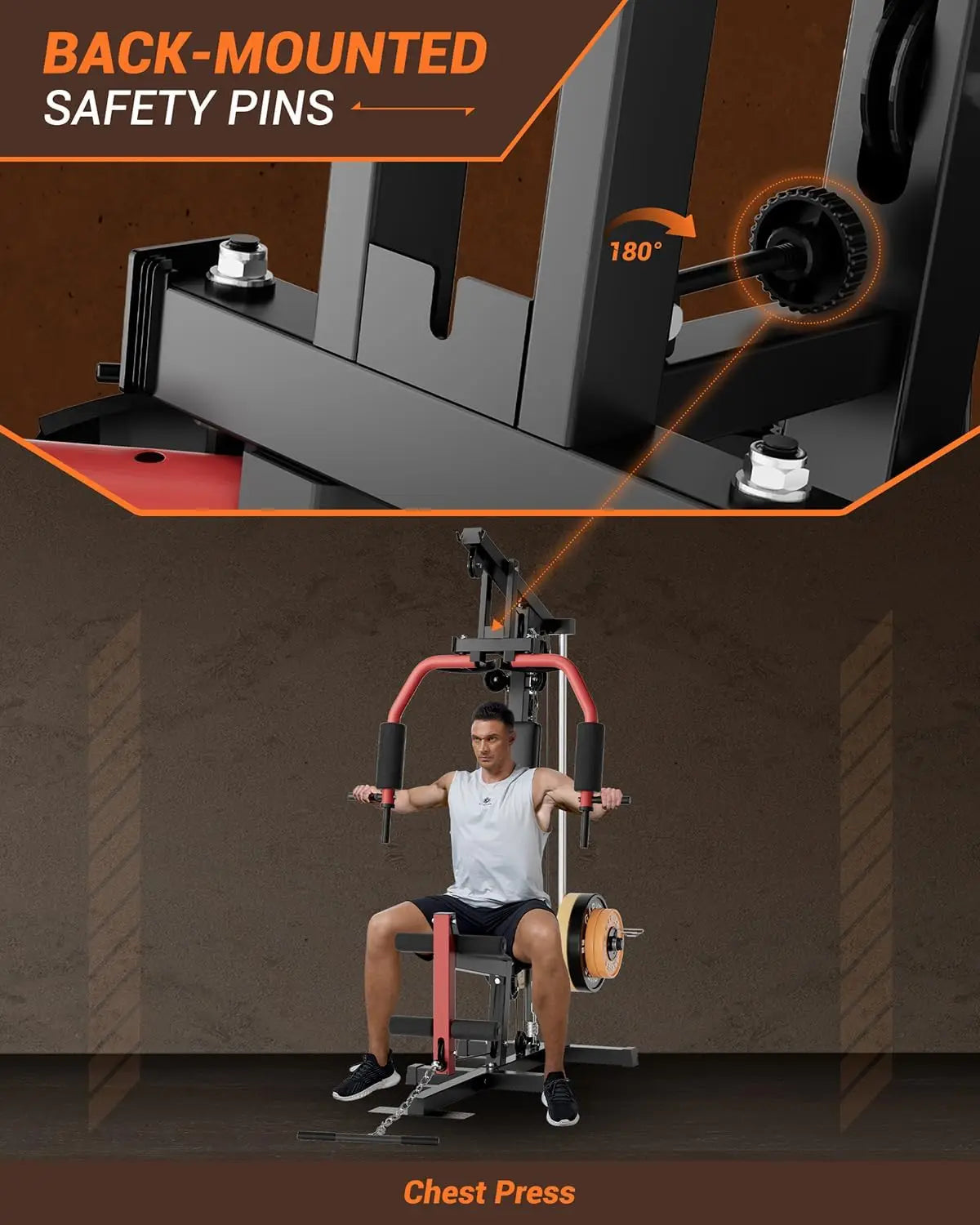 Home Gym Machine Full Body Workout Equipment with Pulley System/Leg Press Support for Strength Training Workout Station