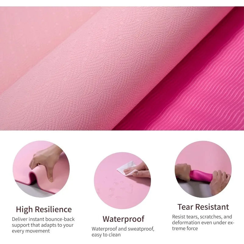 Non-Slip TPE Yoga Mat for Women & Men, 72"x24" Extra-Long Pilates Mats for Hot Yoga/HIIT, Floor Workouts, Lightweight Fitness Mat