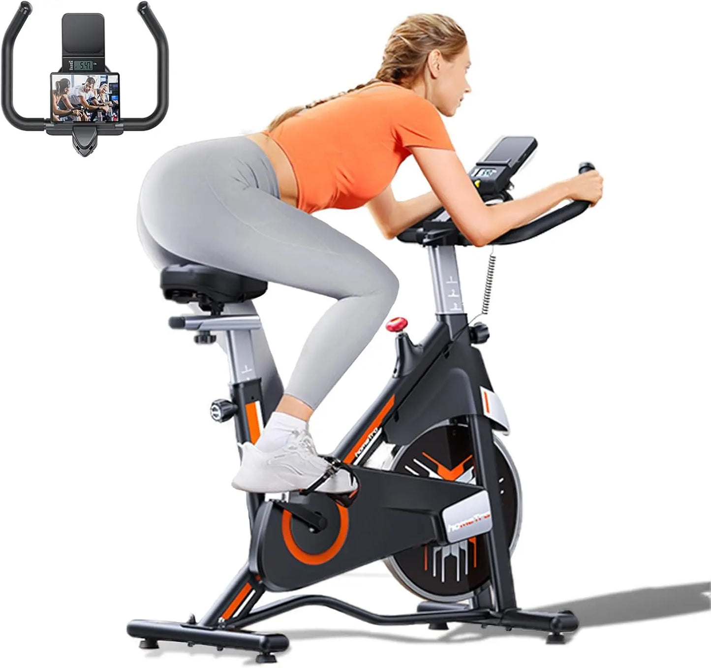 Exercise Bike, Adjustable Magnetic/Brake Pad Resistance Silent Belt Drive/Indoor Cycling Bike for Home Cardio, Fitness Station