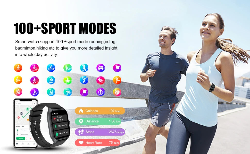 AI Voice Assistant Smart Watch for Men Women, 1.96'' HD Screen Activity/Trackers with 100+Sports/ Sleep/ Heart Rate Monitor