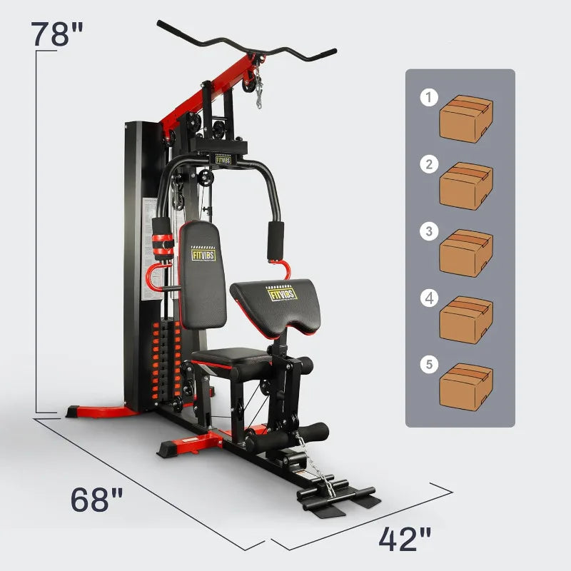 Workout Equipment with Leg Press, Exercise Equipment for Home/with Pulley System, Home Gym Equipment for Full Body
