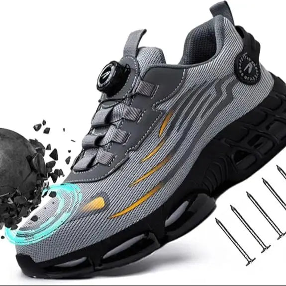 Men's Rotating Button Steel Toe Anti-Puncture Non-Slip/Work Shoes Lightweight Breathable Safety Boots for Men