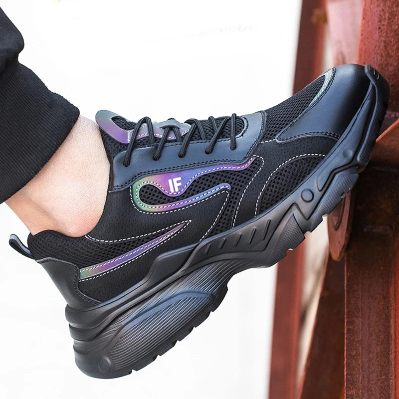 Men's Safety Shoes Working Protective Shoes Steel Toe Anti Smash/Anti Piercing Work Shoes Men Knit Sports Running Sneakers