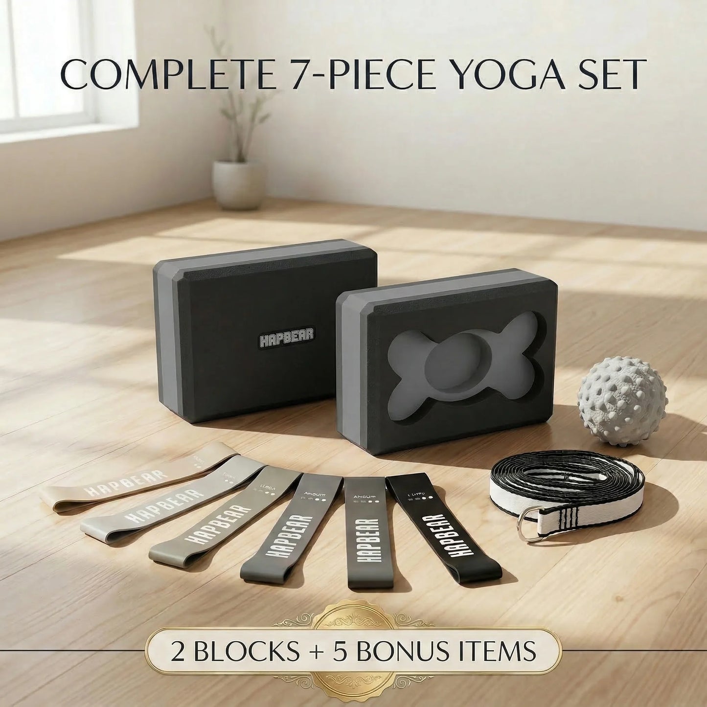 HAPBEAR Yoga Blocks 2 Pack 9x6x3in High-Density EVA Foam/with Non-Slip Textured Surface, Supportive for Deep Stretching