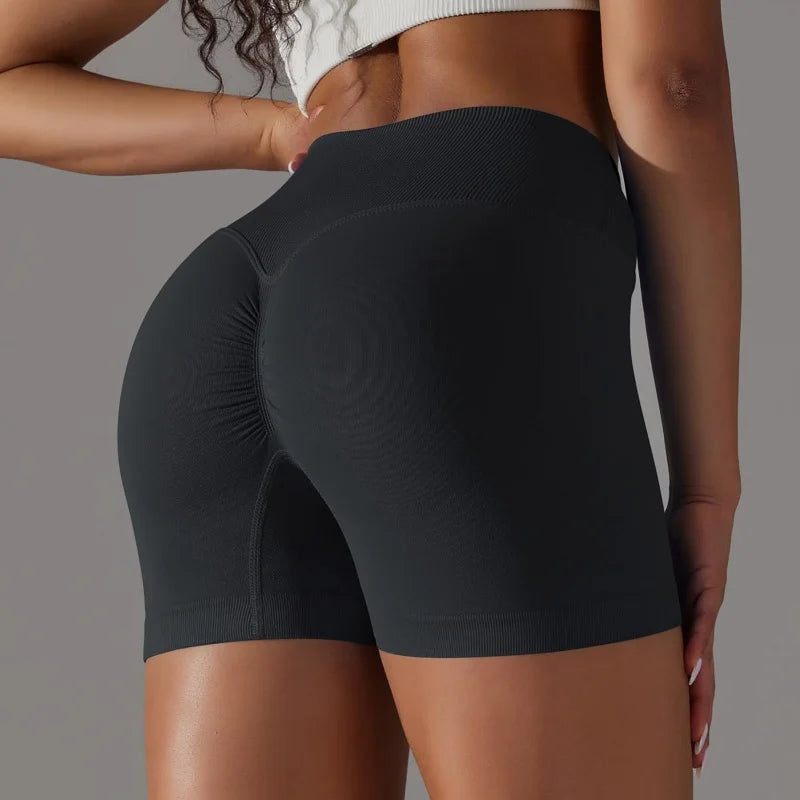 3 Pieces Women Solid Peach Hip Sports Pants High Elastic/Breathable Running Biker High Waist Yoga Scrunch Shorts for Women