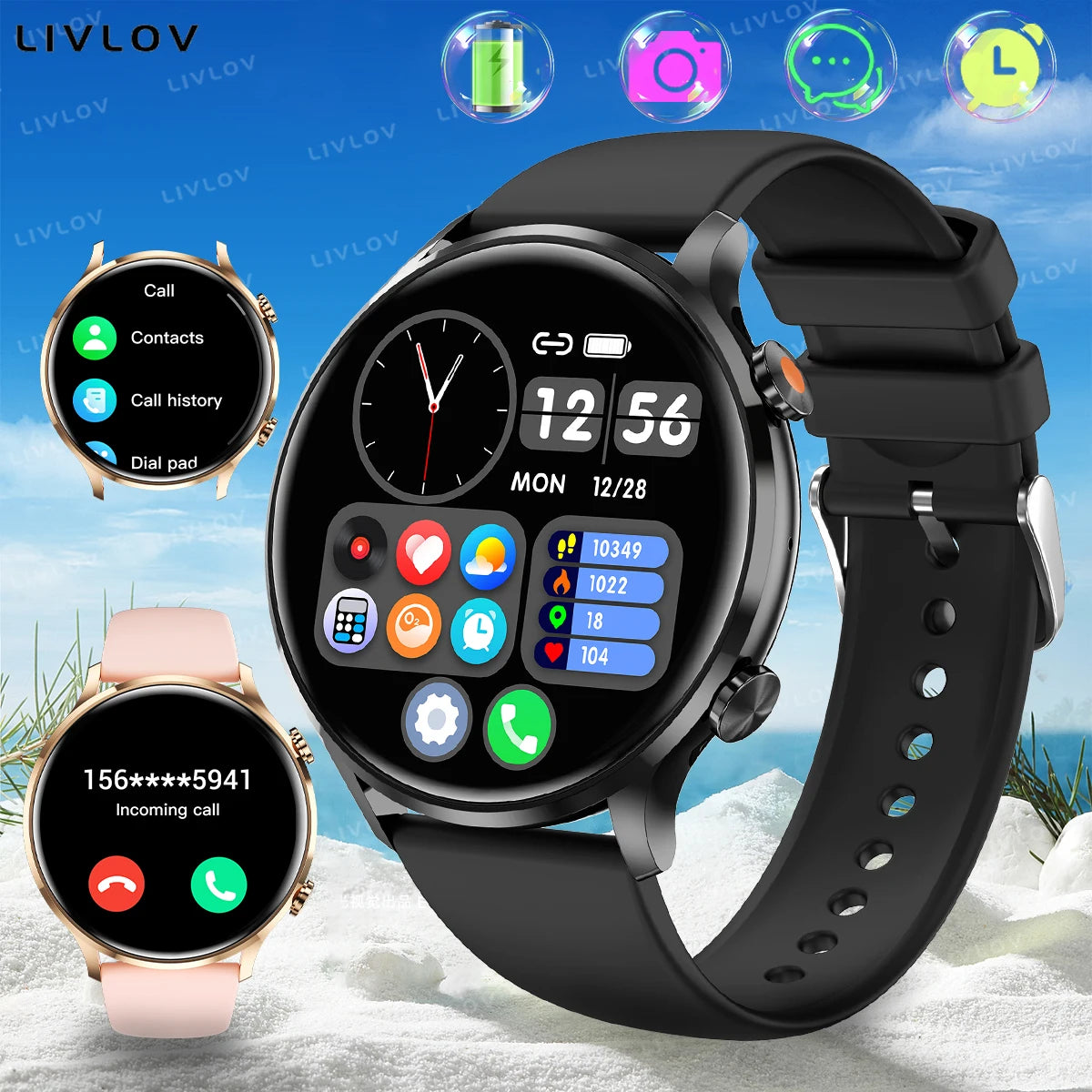 Body Temp Monitor Smartwatch for Women/ Men, 1.39'' HD Touch Screen/with Sleep Monitor/ IP67 Waterproof / 100+Sports/ SMS Alerts