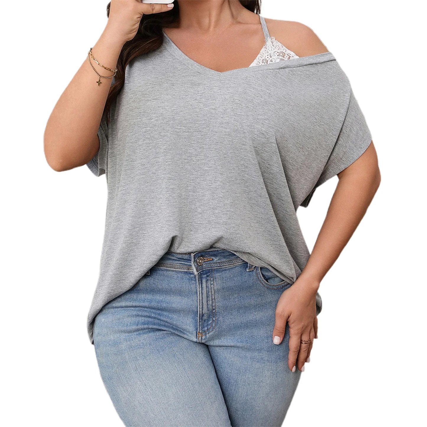 Women s Plus Size Floral Print Off Shoulder Ruffle/Sleeve Blouse Casual Loose Fit Top for Spring Summer