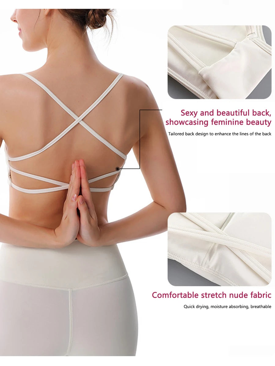 Women Seamless High Impact Sports Bra with Removable Pads/and Cross Back Straps for Yoga Running Workout Fitness