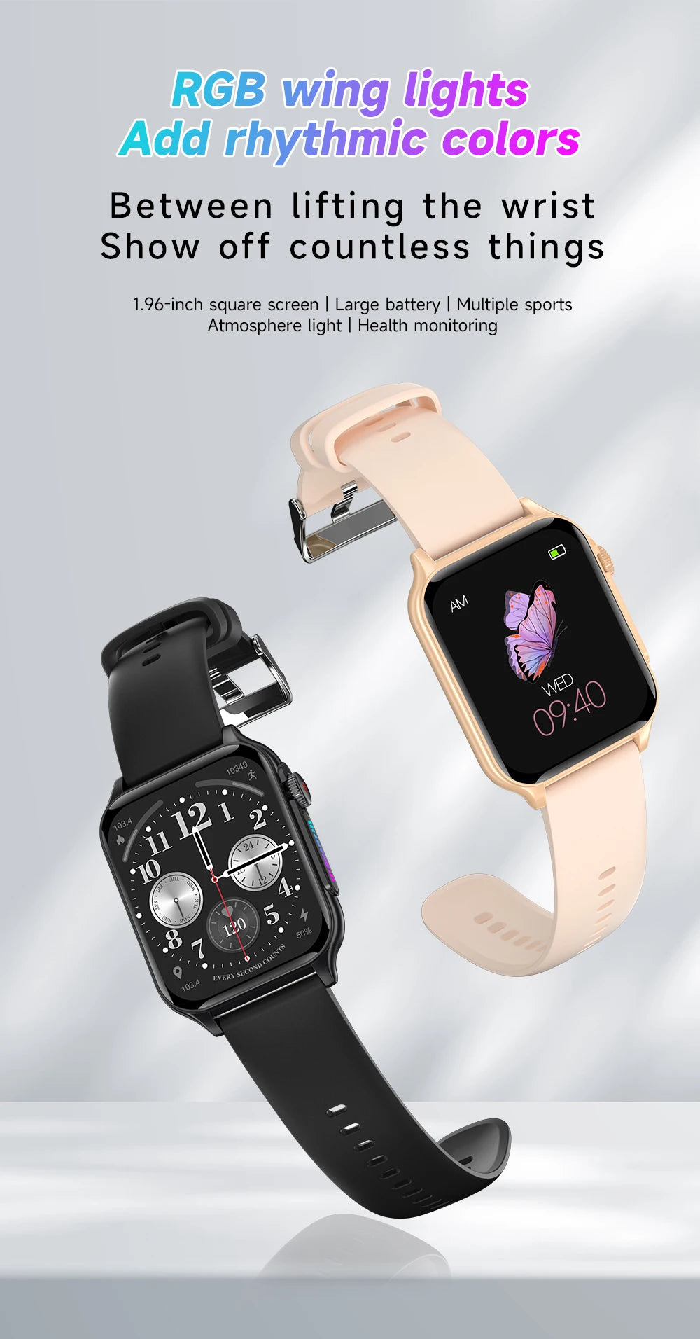 AOLON P6 1.96'' Amoled Smartwatch Men Health Monitoring IP68 Waterproof/BT5.4 Voice Calling Smart Watch Women
